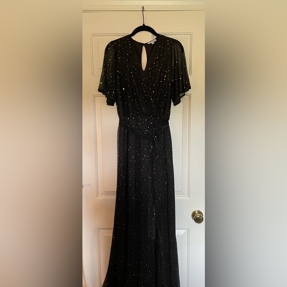 Women’s Baltic Born Black & Gold Sparkle Maxi Dress Size Medium